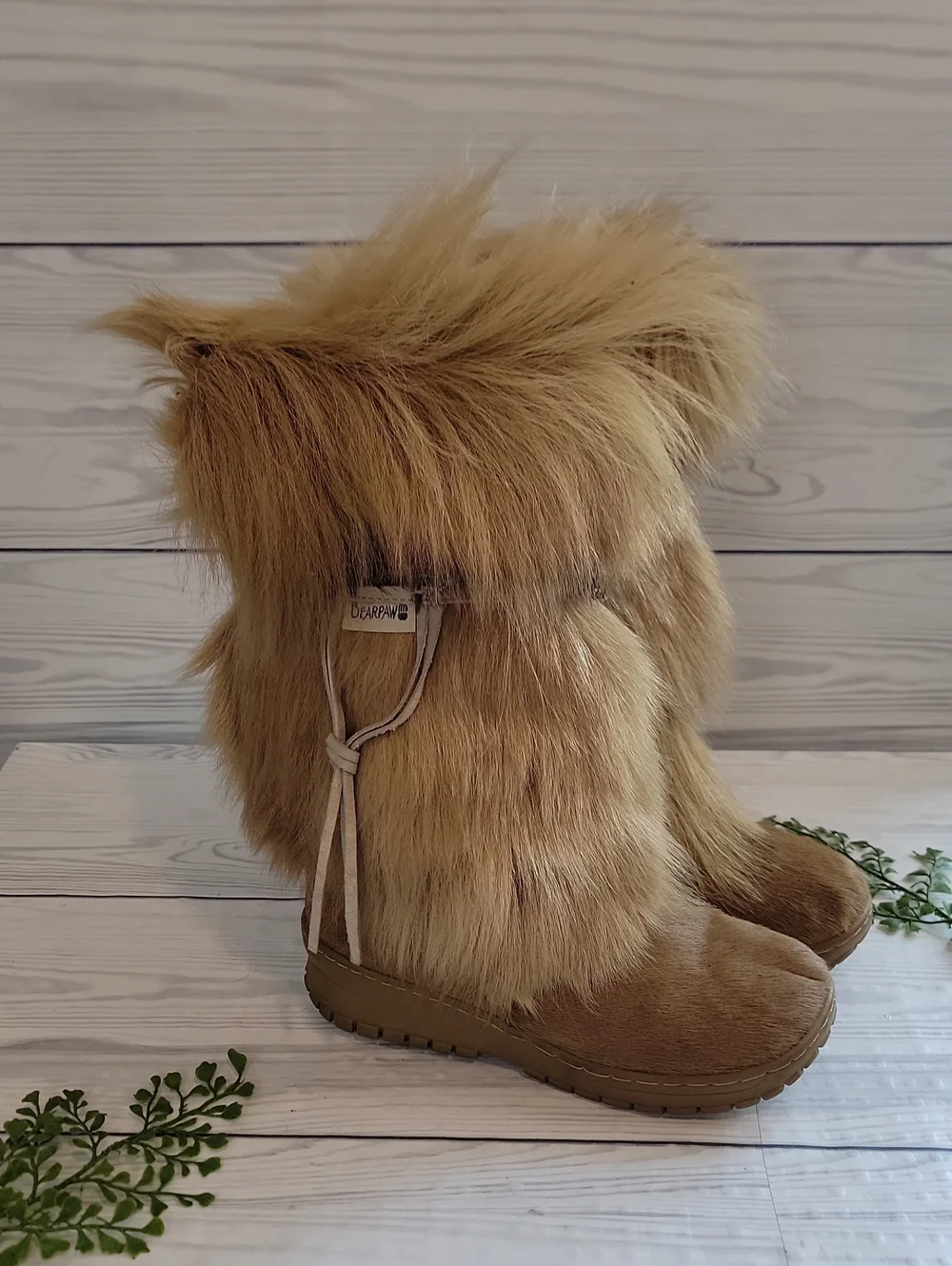 Bearpaw Kola Vintage Fur Boots Brown Suede Womens Size 7